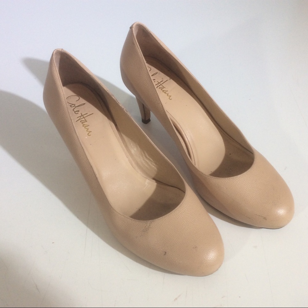 COLE HAAN Beige High Heels Nude Business Pumps Shoes *SCUFF MARKS All Over